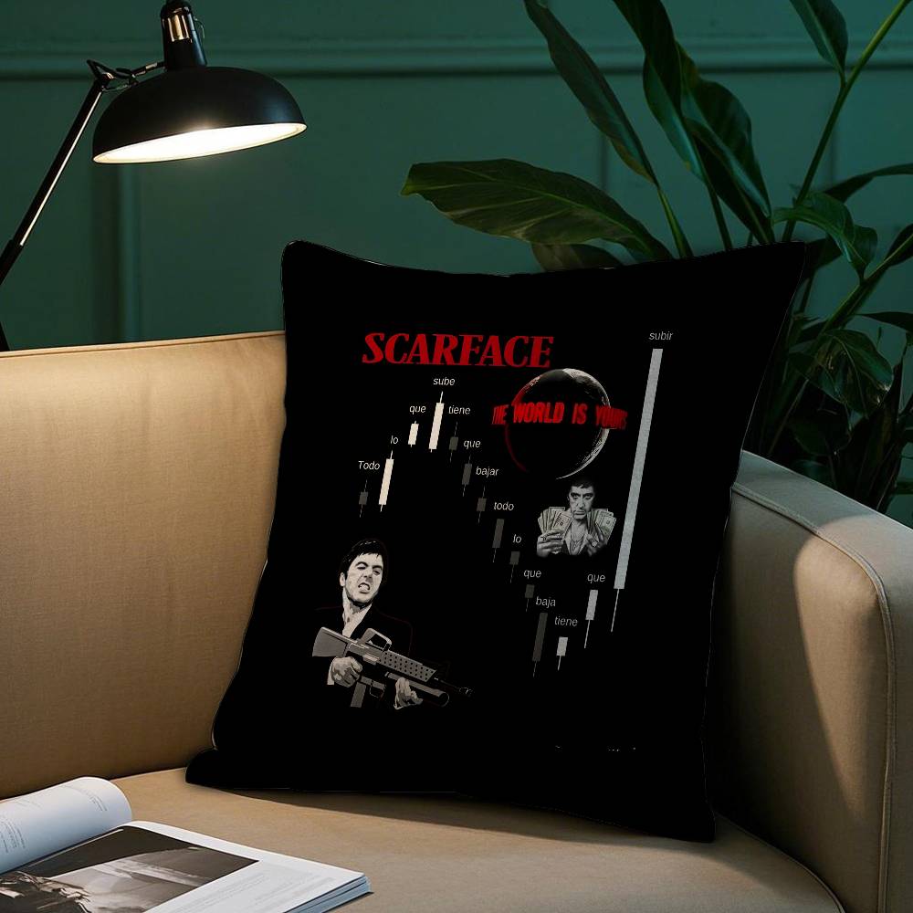 Classic Movie S-scarfaceS Vintage Pillow Case Short Plush Print Cushion Cover Square Throw Pillow Covers Sofa Home Decor