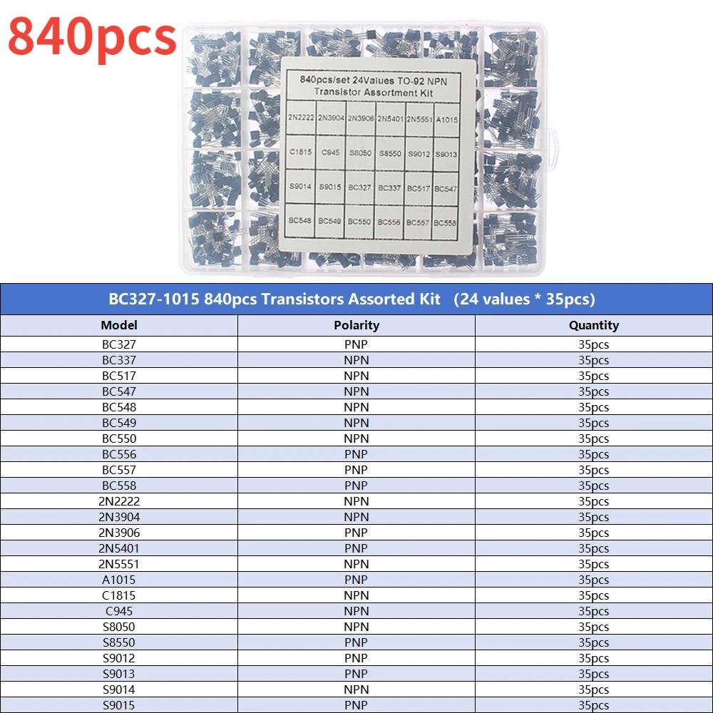 200-900PCS Transistor Assortment Kit TO-92 PNP/NPN BC327 BC337 BC557 S9014 Bipolar Junction Transistor Electronic Components