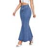 Denim Jean Skirt for Women Casual Washed High Waisted Fishtail Maxi Jean Skirts Women's A-Line Bodycon Long Jean Skirts