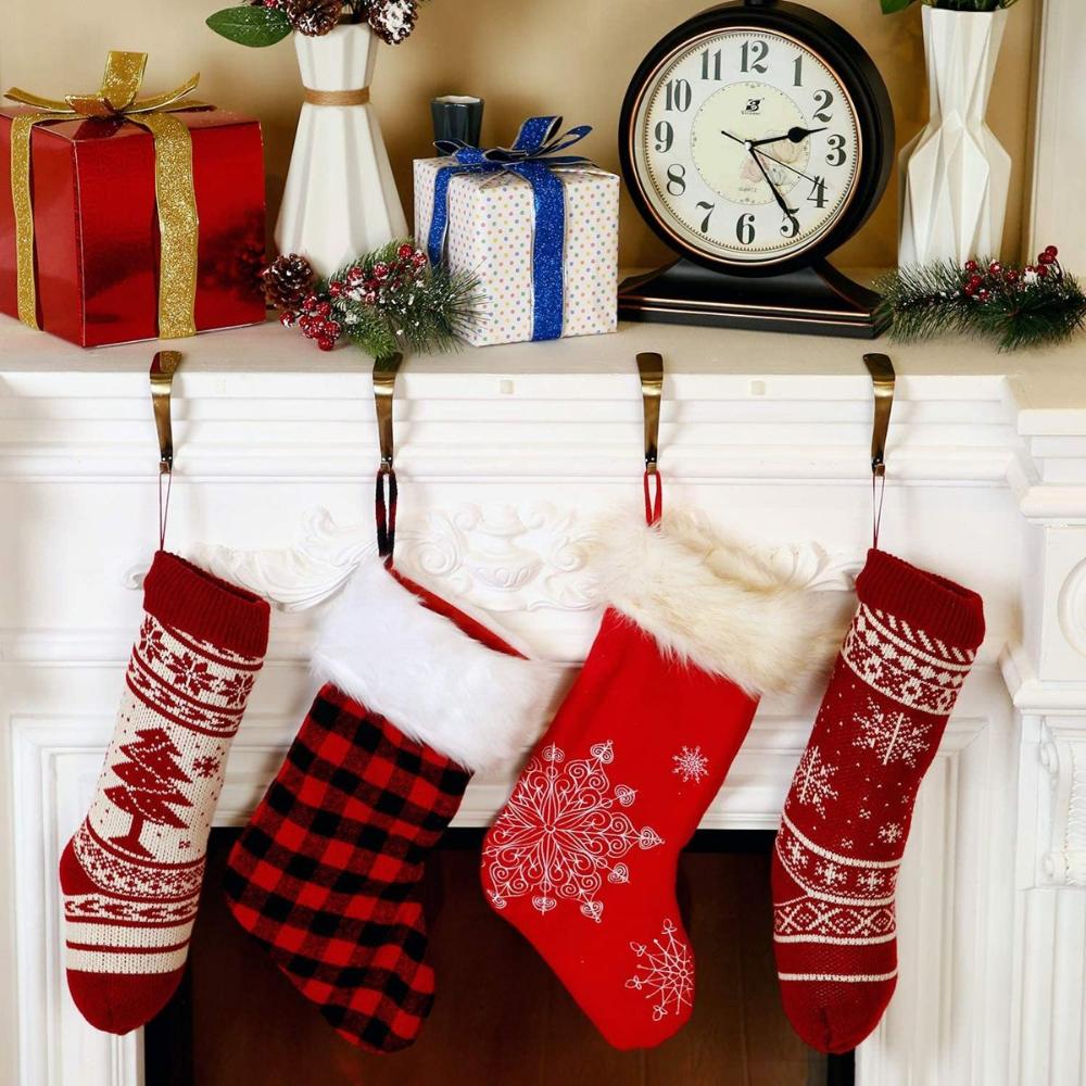Metal Grips Multifunctional Shelf Christmas Stocking Holders Hanger Mantel Hooks Stockings Clip