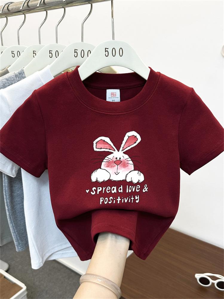Kids Cotton Cartoon T Shirt Summer Short Sleeve Top For Boys And Girls Breathable Comfortable Tee