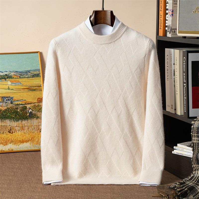 Cashmere sweater, round neck pullover, seven-needle double-strand thickened edge sweater, loose cashmere. S