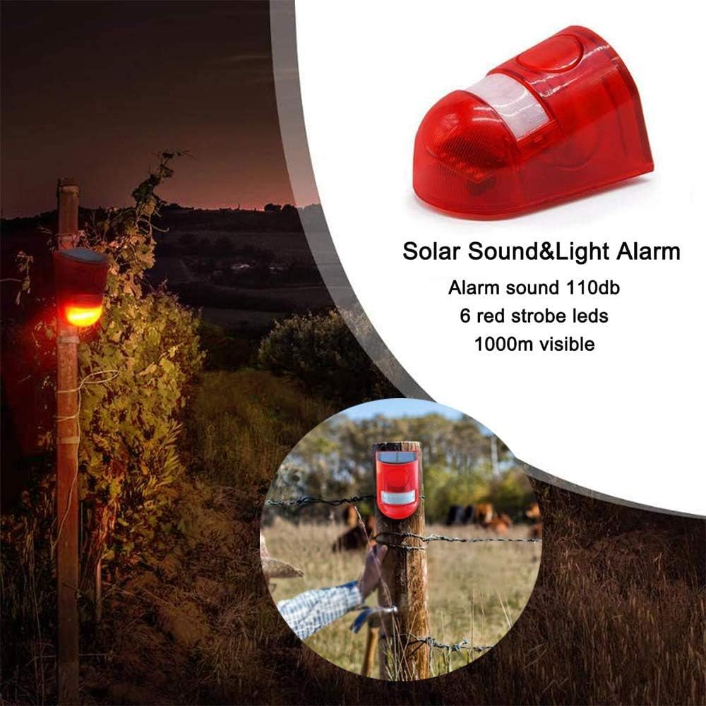 Solar Powered Warning Crime Automatic Motion 110dB LED Security Tea Parking Lot Light, Outdoor, Prevention, Anti-Theft, Lighting, Sensor, Siren,