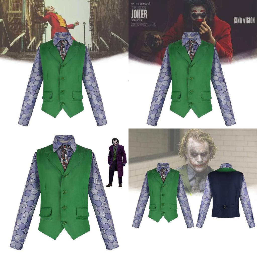 Kostým Temného rytíře Jokera Klauna se sadou košile, vesty a kravaty pro Halloweenské Cosplay
