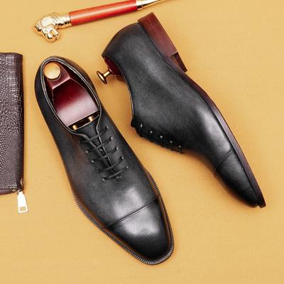 Three-Joint Oxford Leather Shoes Men'S Genuine Leather Cowhide Inner Pointed Business Dress Dinner Clothes Men