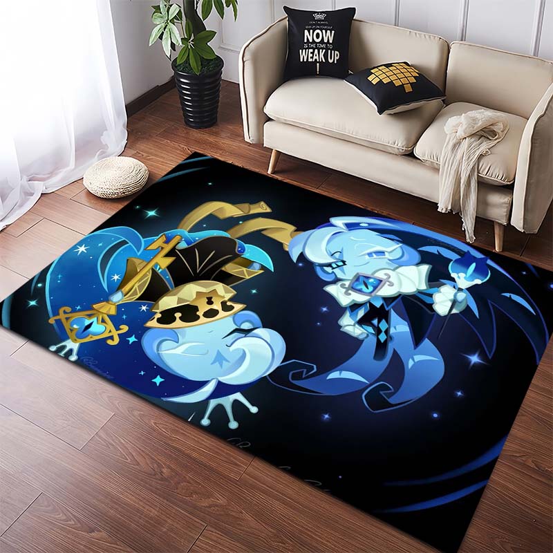 Mystical Blue Eye & Wizard Area Rug, Galaxy Fantasy Design Non-Slip Floor Mat