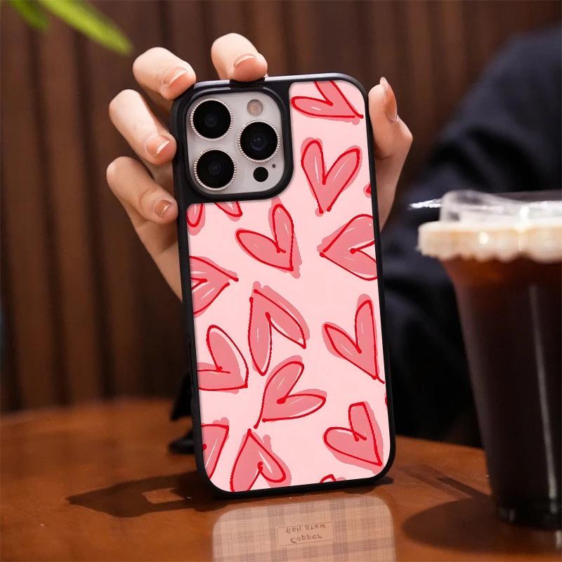Full screen pink love applies to Apple IPhone17pro mobile phone case 15/16 matte PC13 girl 14 electroplating