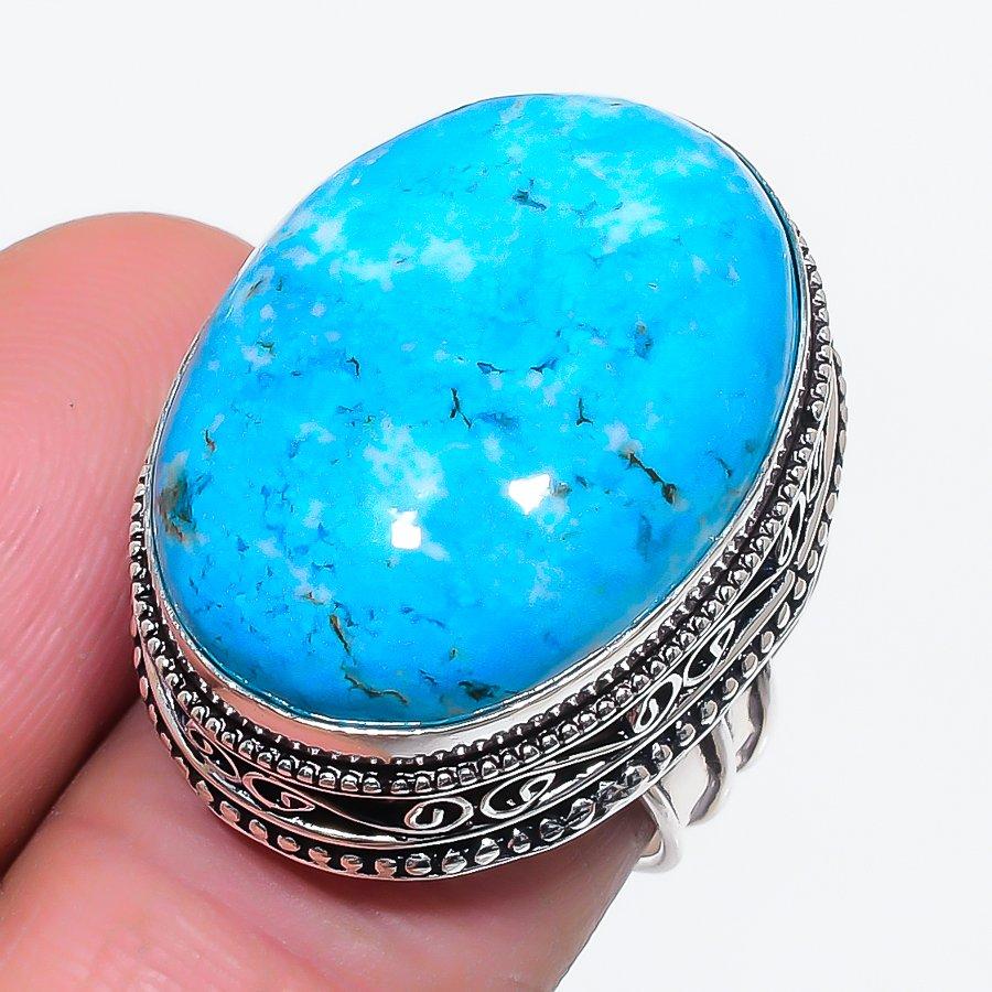 

Кольцо из серебра 925 пробы с натуральным тибетским бирюзовым камнем, размер 7 R2q78
