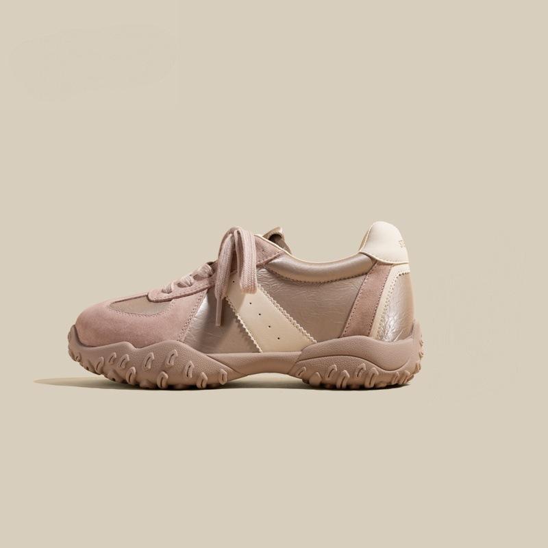 

Soft leather flat-bottomed non-slip versatile German training shoes women s 2025 spring new fashion versatile soft-soled casual Forrest Gump shoes 40 розовый