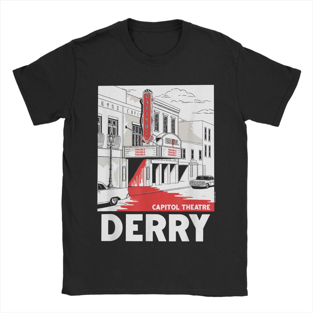 Pennywise The Dancing Clown Horror TV  T Shirt Beach Its Derrys Welcome Cotton T-Shirts For Men's Tee Shirt Short Sleeves Tops