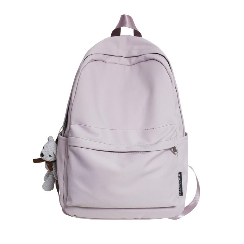 New Large-Capacity Solid Color Versatile Backpack For Female Couples Trendy Bag For Elementary Middle And High School Students