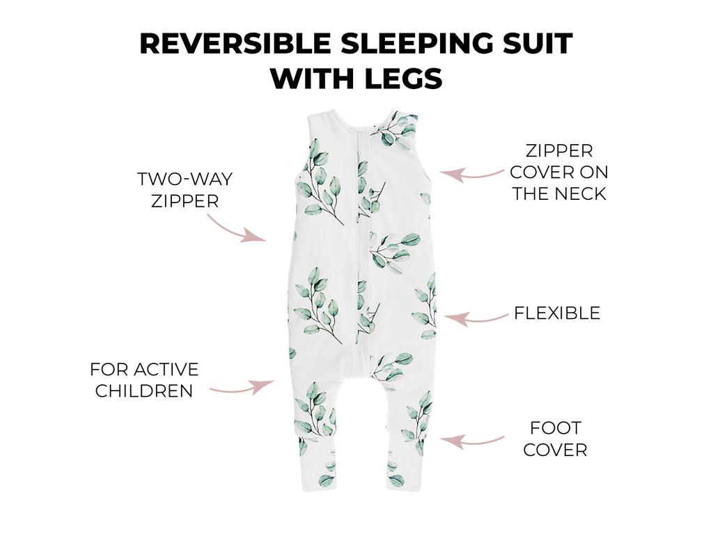 Reversible Sleeping Bag With Legs Xs (6-12 Months) Melange Mint