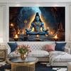 2D Flat Lord Shiva Cave Meditation Backdrop Hindu God Puja Photo Background