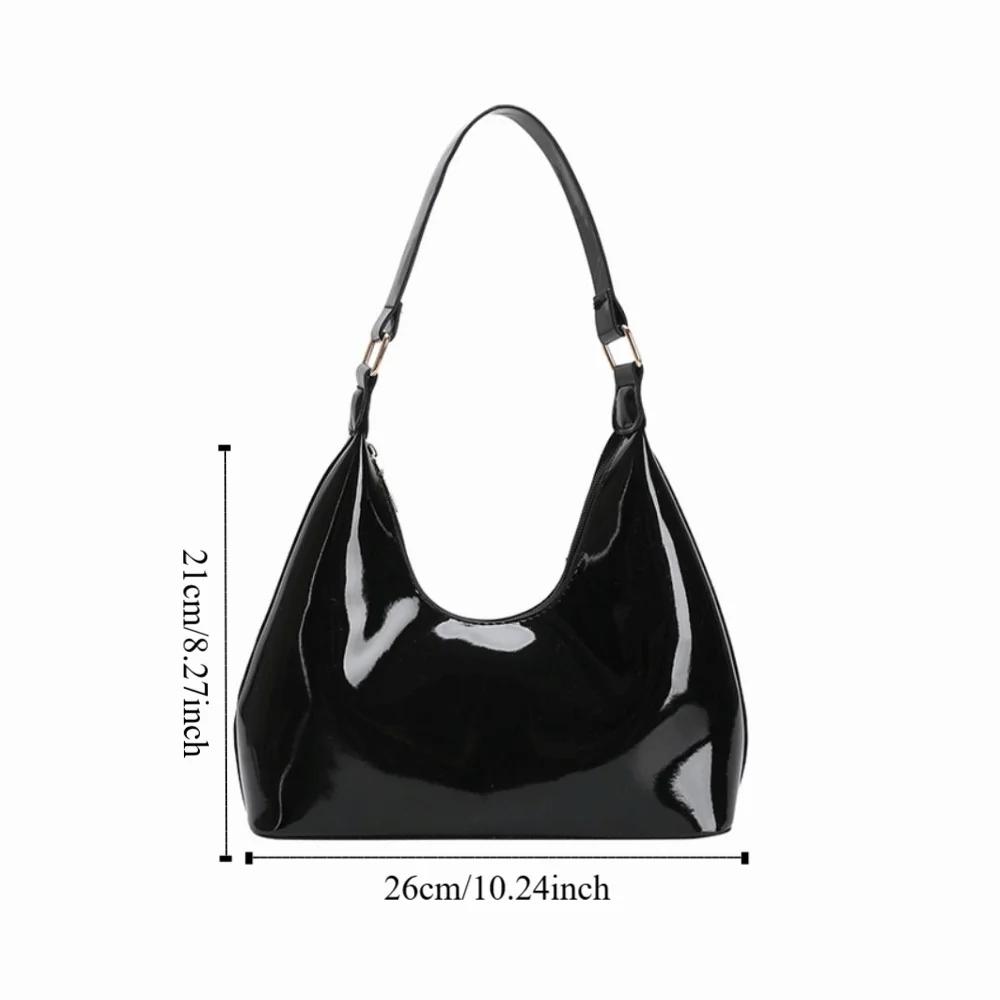 Trendy Glossy Retro Shoulder Bags New Design French Style Luxury Armpit Bag PU Leather Temperament Women's Handbag Lady