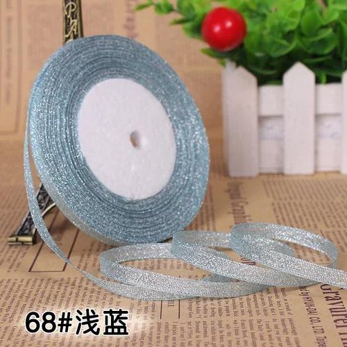 25Yards 6mm Multicolor Silk Satin Organza Ribbon Glossy Glitter Ribbon Wedding Cake Gift Decoration Crafts Garment Accessories