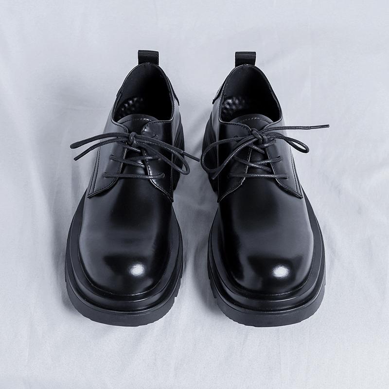 New Luxury Brand Platform Shoes Men Genuine Leather Loafers Shoes Thick-soled Black Business Shoes Slip-on Fashion Casual Shoes