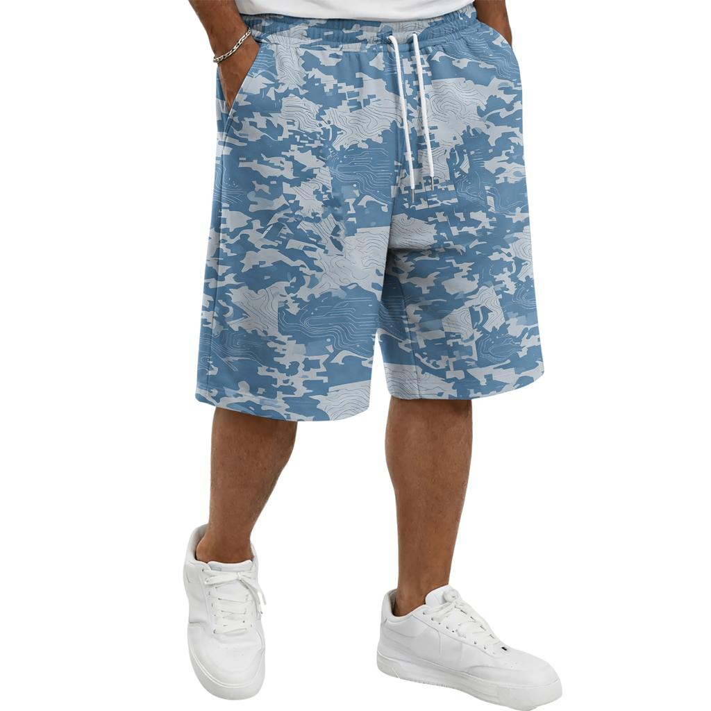 Men's Casual Camouflage Drawstring Shorts Relaxed Fit Lightweight Breathable Outdoor Sportswear Bottoms with Pockets