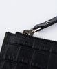 Lmn3011 Crocodile Embossed Clutch - Black