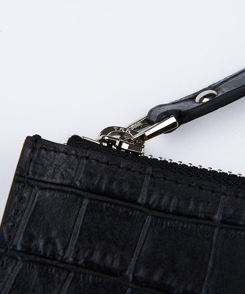 Lmn3011 Crocodile Embossed Clutch - Black