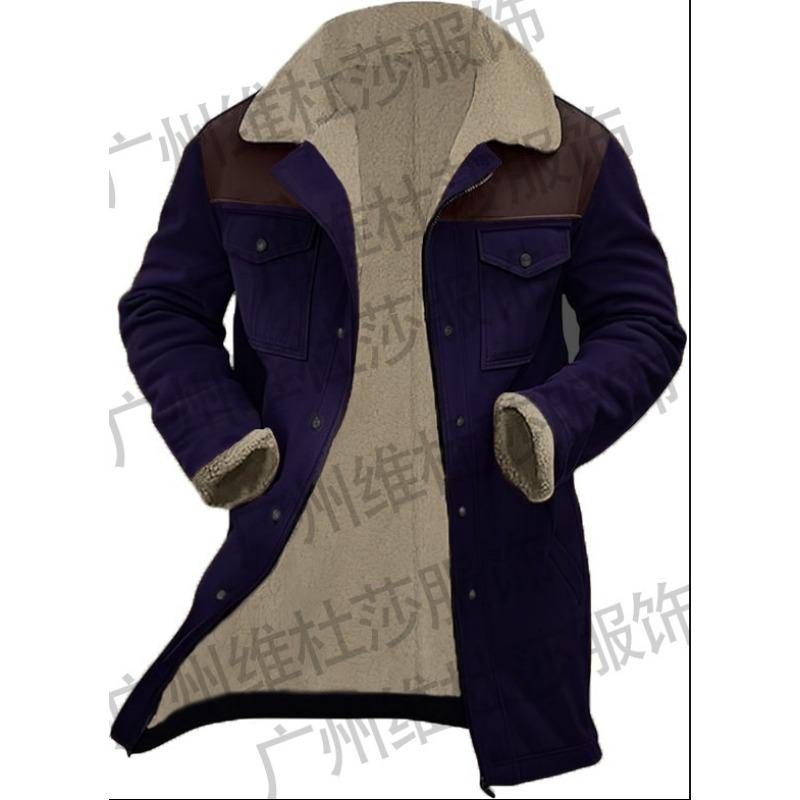 Autumn and winter men's coat suede color matching jacket multi-pocket coat 1 color doma