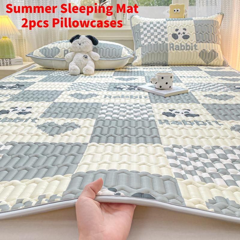 Sommer Bettmatten Set Bedruckter Atmungsaktiver Stoff Weiche Kissenbezüge Erwachsene Kinder