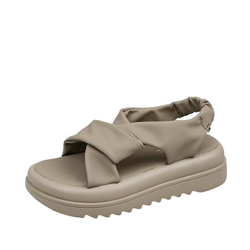 Vară Femei Sandale Noi Sandale cu talpă groasă pentru exterior Femei Modă Cataramă Toc ușor în aer liber nisip Sandale