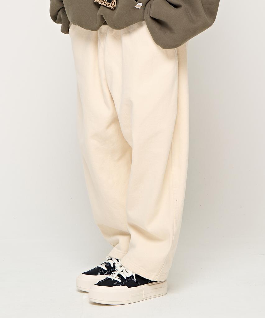 CARGOBROS Cb Basic Fleece-Lined Wide Elastic Pants (Ivory)