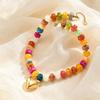 Fashion Colorful Acrylic Big Beads Heart Pendant Necklace for Women, Creative Clavicle Chain Necklace, Statement Trendy Jewelry