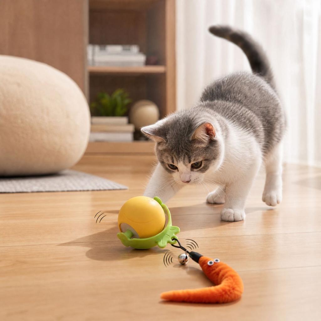 Electric Rechargeable Smart Pet Toy: Rotating Carrot Ball with Automatic Obstacle Avoidance for Cats and Dogs