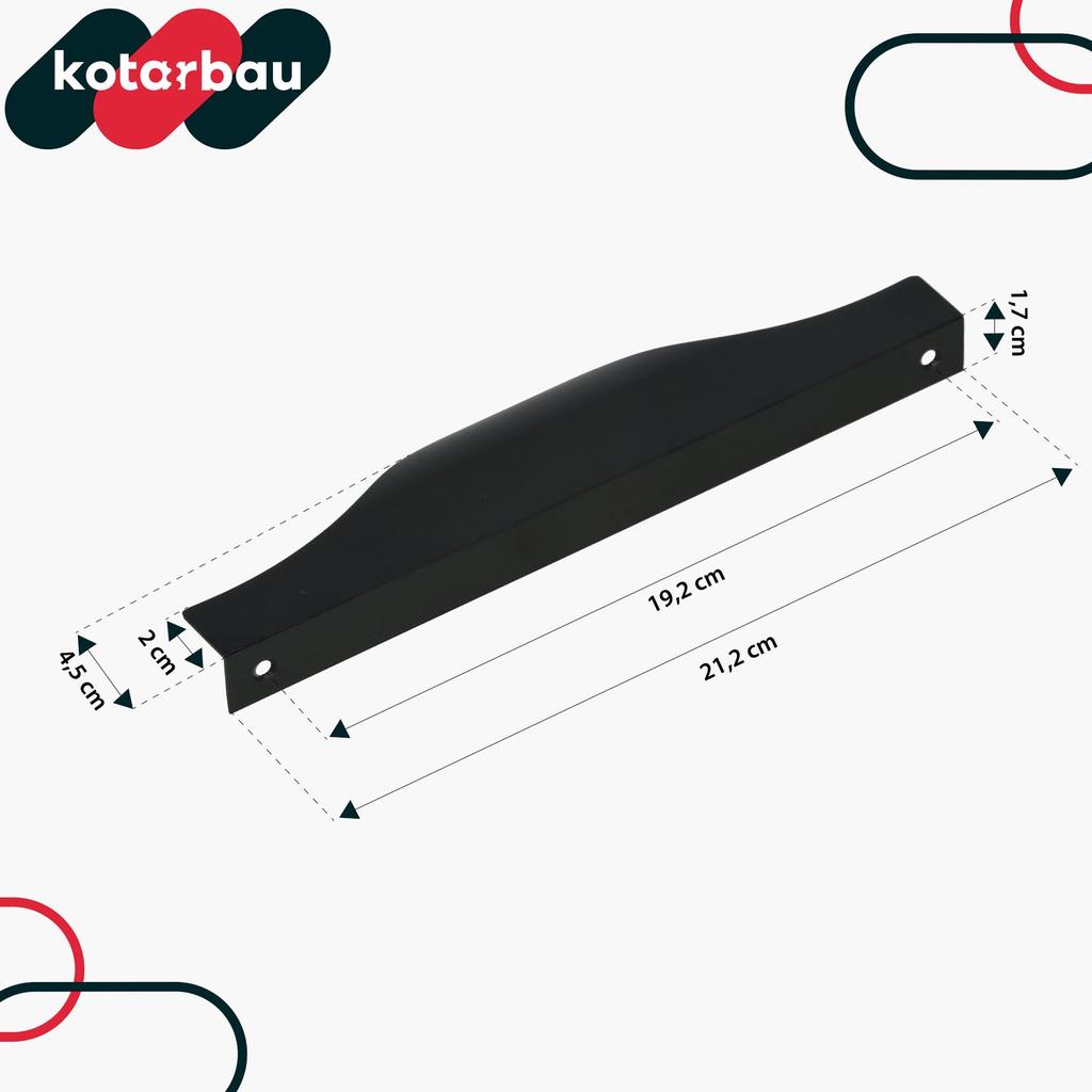Kotarbau® Modern Edge Furniture Handle Aluminum Matte Black 192 / 212 Mm Set Of 6