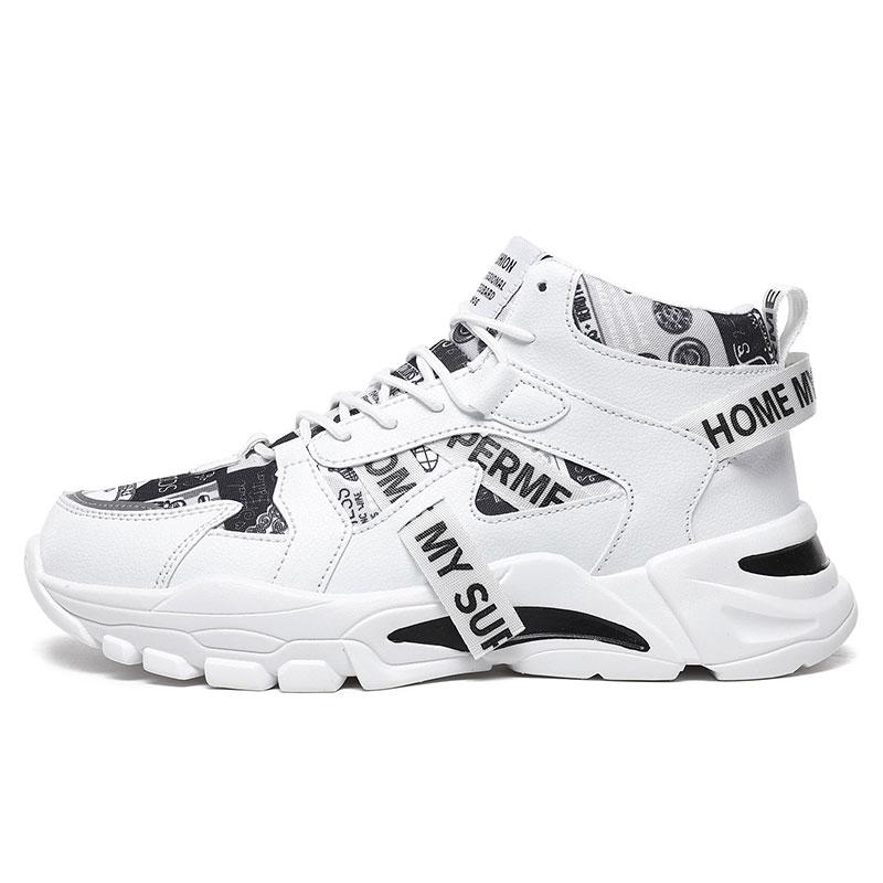 Mens High Top Basketball Shoes Trend Boys Comfortable Non-Slip Sports Shoes Unisex Thick Sole Cool Street Vulcanized Shoes