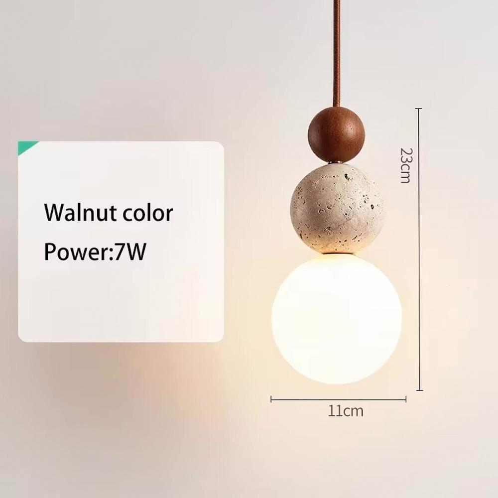 

Yellow Travertine Pendant Light Mahogany Nordic Japanese Wabi Sabi Style Bedside Chandelier Long Line Hanging Middle White Light