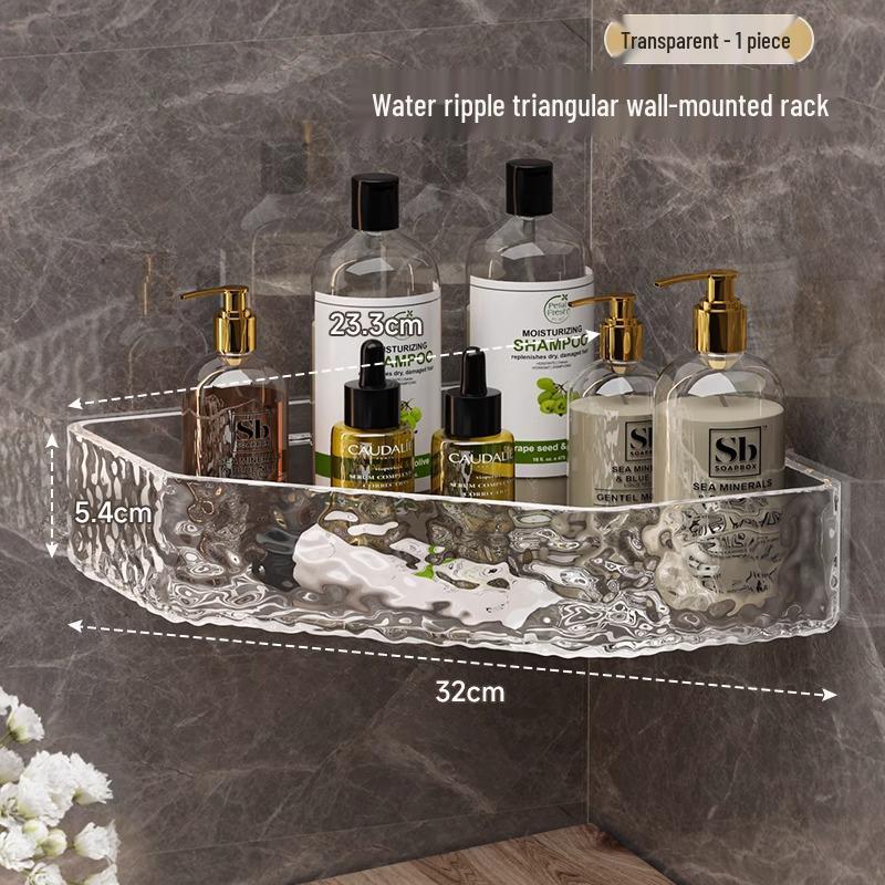 Треугольная настенная полка для ванной комнаты без сверления 32x23.3x5.4 cm прозрачный