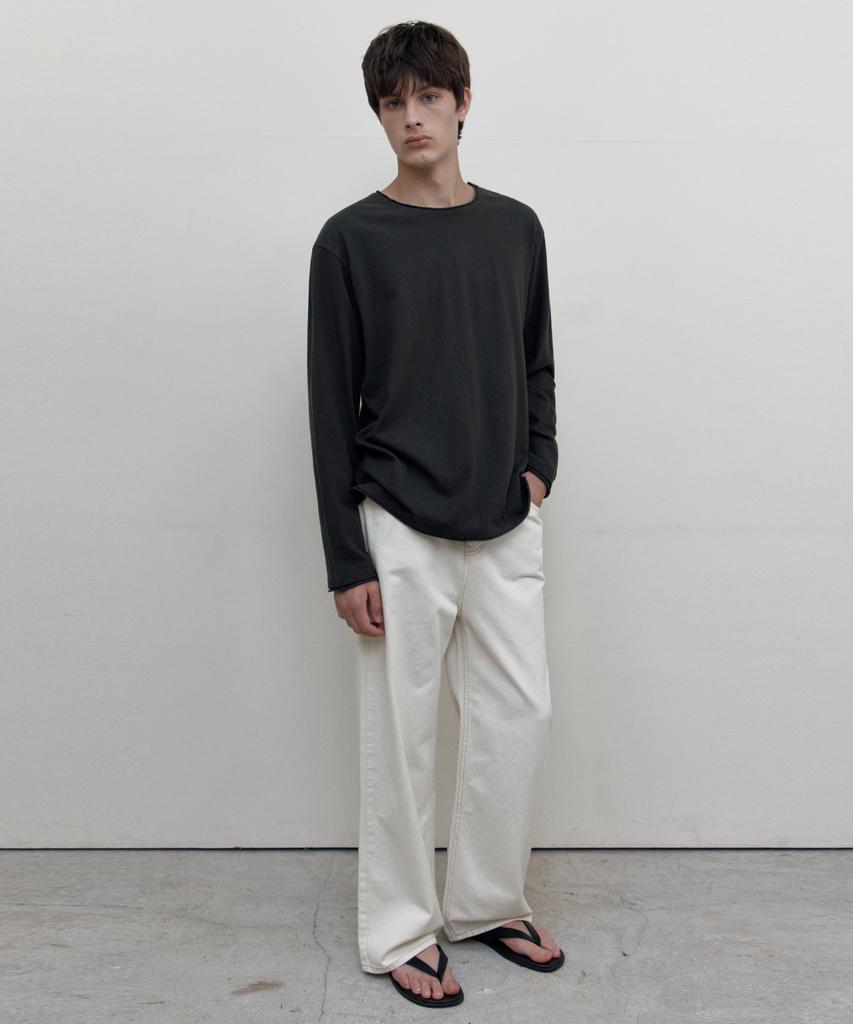 WEDNESDAY OASIS Raw Edge Long Sleeve T-Shirt_Black(Wb6Tp54)