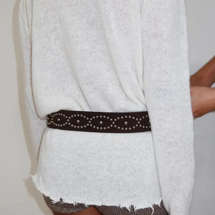 Studded Western Belt_Brown