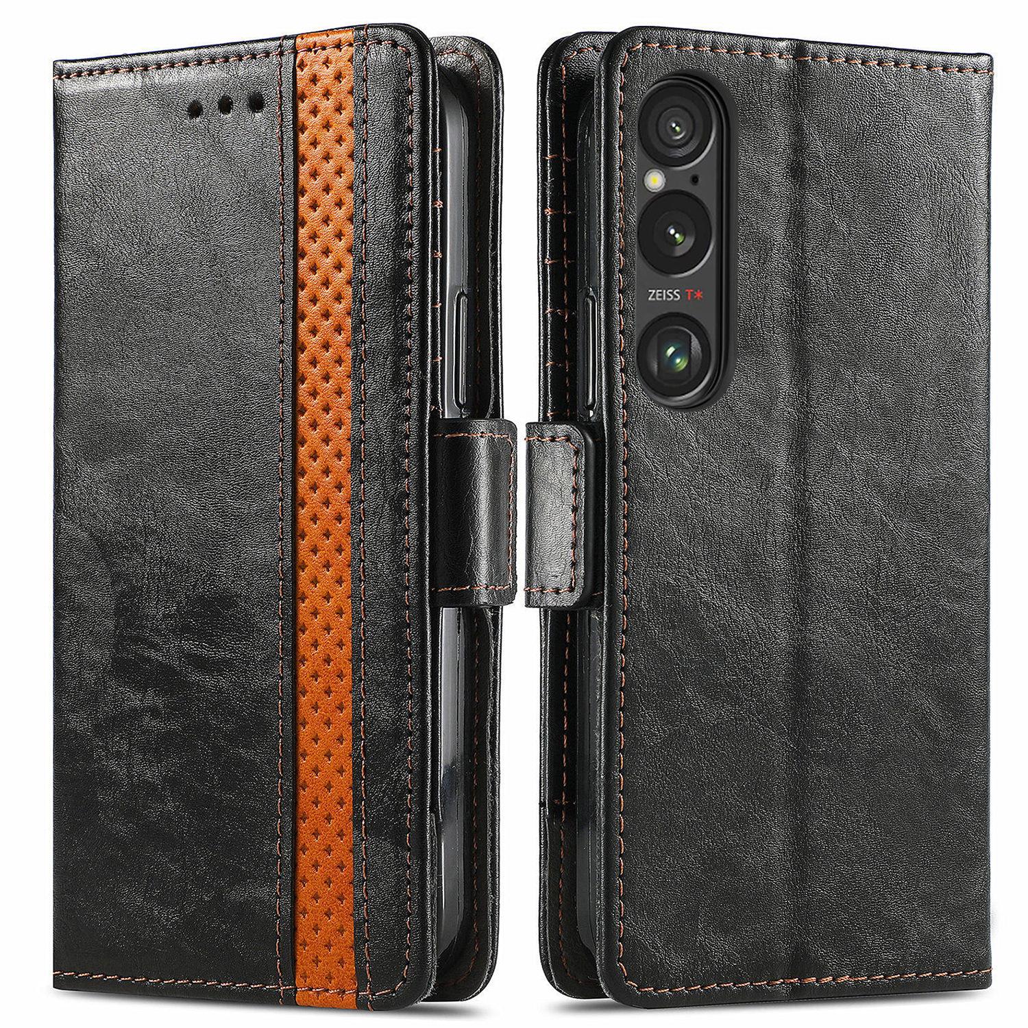 

For Sony Xperia 1 VI Phone Cases CASENEO PU Leather Cover Stand with RFID Blocking Wallet Black