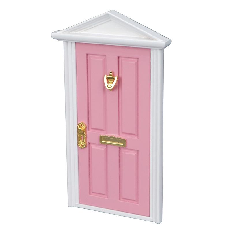 1:12 Pink Roof Dollhouse Door Christmas Decoration Model