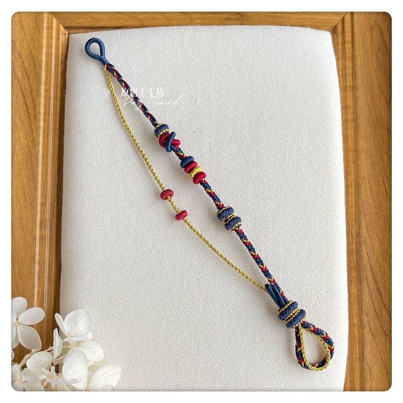 

Плетеный вручную двухслойный ремешок для переноски, который женщины могут носить, браслет из плетеной веревки с золотыми бусинами на удачу, полуфабрикат для самостоятельного изготовления, красная веревка на удачу Blue (double circle)