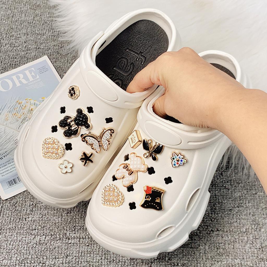 New Platform Hole Shoes Women's Summer Wear Beach Bag Head Half Slippers Women