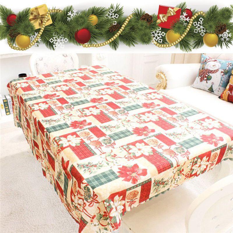 Premium Santa Christmas Red Tablecloth Crafted From High-quality Polyester Fabric For Festive Dining