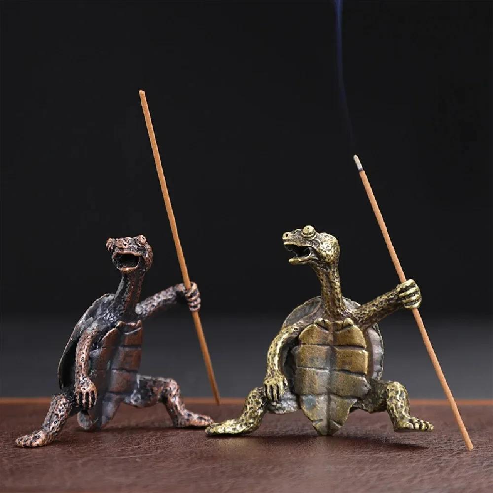 1pc Mini Turtle Shape Incense Censer Sandalwood Stick Holder Vintage Bronze Animal Incense Holder Burner Stand Gift Home Decor