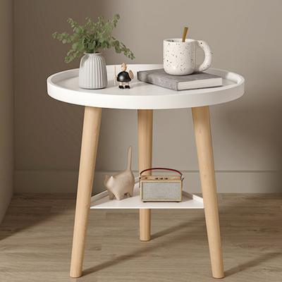 Round End Table with 3-Legs Heavy Duty Detachable Mini Desk Bedroom Kitchen