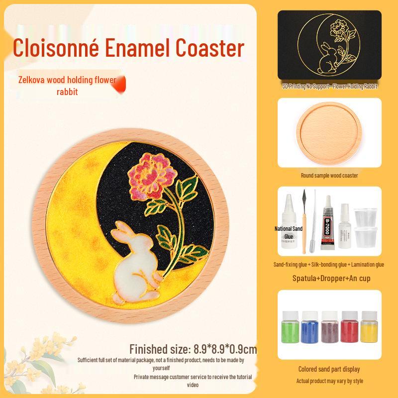 Cloisonné DIY Coaster Kit: Jingtailan No-Wire-Drawing, Chinese Style, Handmade Team Building Activity