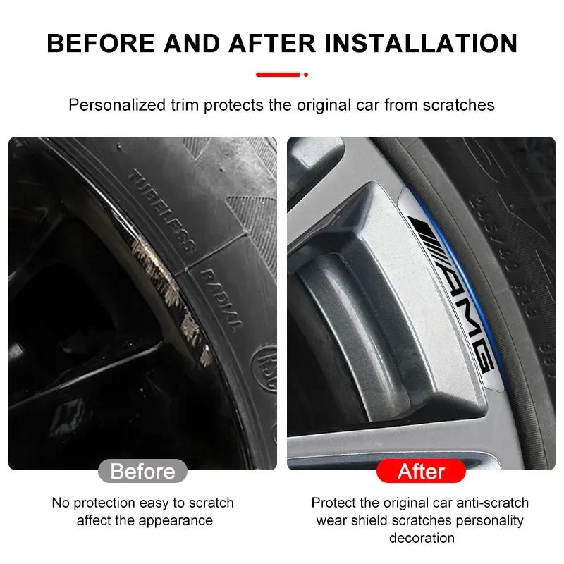 Hot Car Sticker 4Pcs Auto Wheel Hub Badge Tire Rim 3D Stickers For Mercedes Benz AMG W204 W203 W212 W211 W124 W210 GLC GLE CLA C