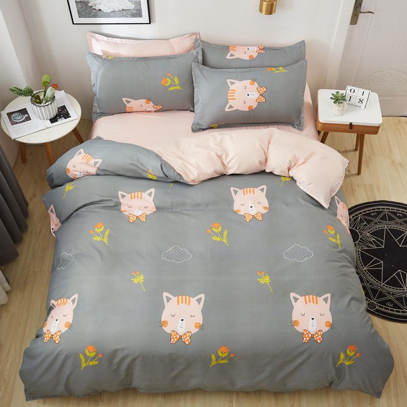 Flower Comforter Bedding Set Simple Pink Bed Linens Bed Linings Queen Duvet Cover Bed Sheet And Pillowcase King Size For Girls