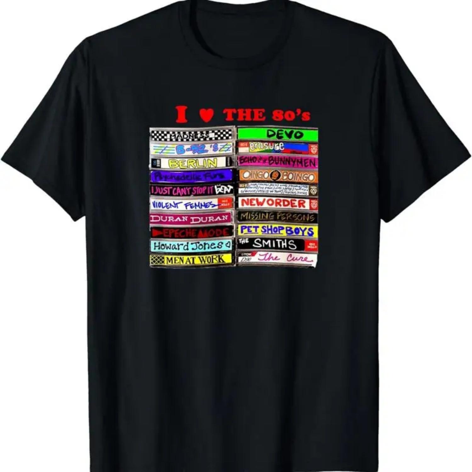 

New I Love 80 S Tapes Electronic Synth Pop Wave Goth T Shirt Made In Usa S