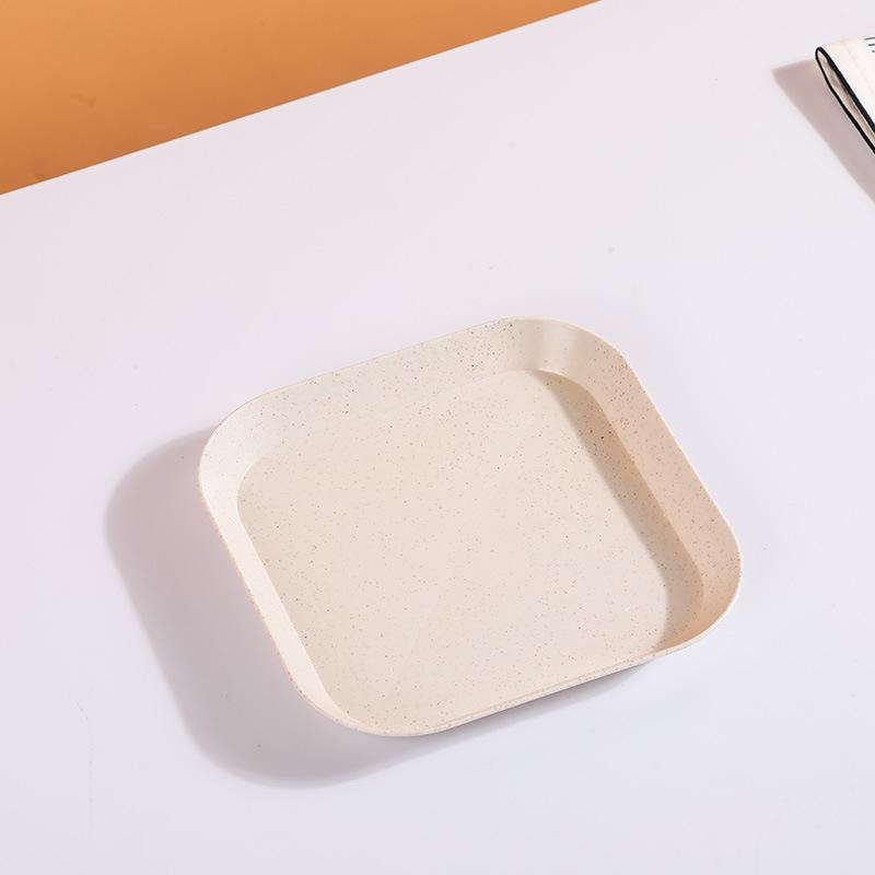 Elegant Gold-Edged Plastic Fruit Plate - Stylish Square Bone Dish for High-End Living Room Decor
