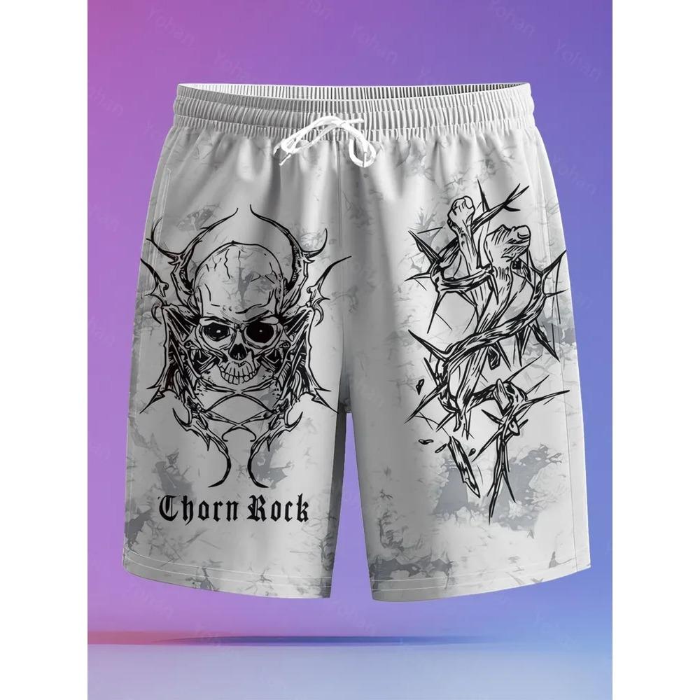 Men's Essential Casual Shorts Outdoor Wear Creative Fun Colorful Skull 3D Printed Shorts Loose Casual Plus Breathable Cool Summer Versatile Shorts