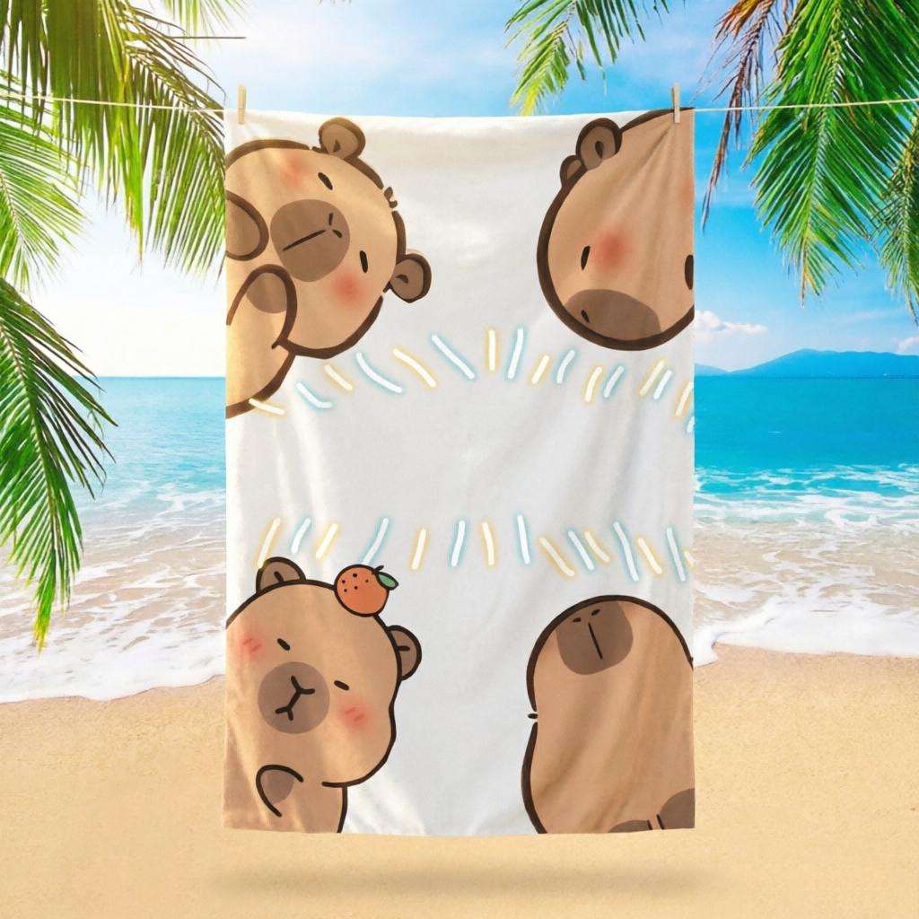 1pc cartoon Bath Beach Towel, Microfiber Print, Versatile for Pool Spa Bath Beach Travel, Summer Home & Outdoor Essential