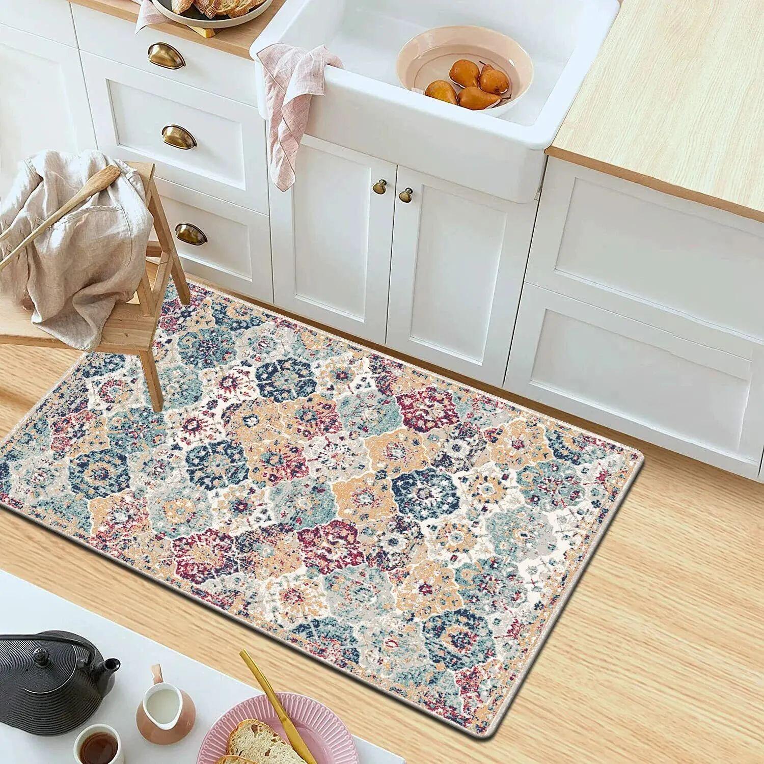 

Persian Print Floor Mat Washable Kitchen Carpet Absorbent Non-slip Rug for Laundry Room Living Room Coffee Table Carpet 40X60CM